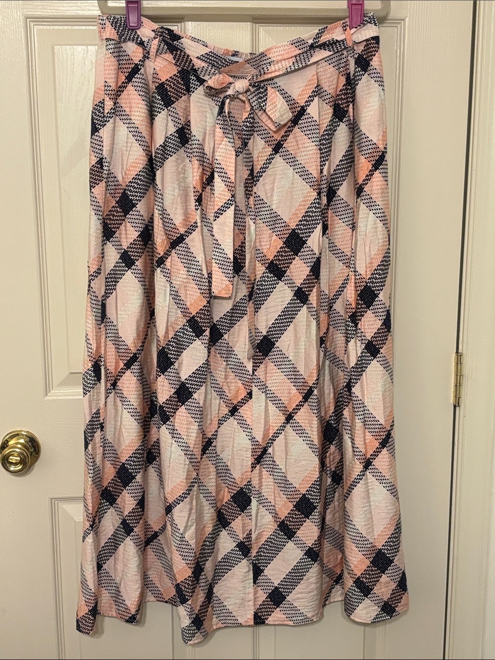 Liz Claiborne Pink and Black Plaid Maxi Skirt